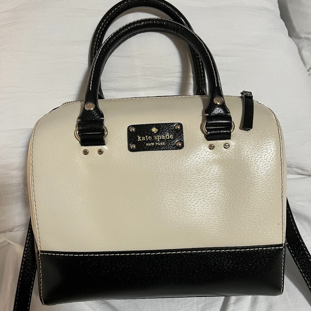 Kate Spade Wellesley Two-Tone Alessa Satchel Bag Cream Black Classic